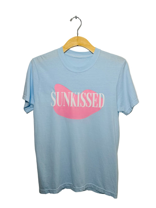 Baby blue tee with puffy sunkissed design