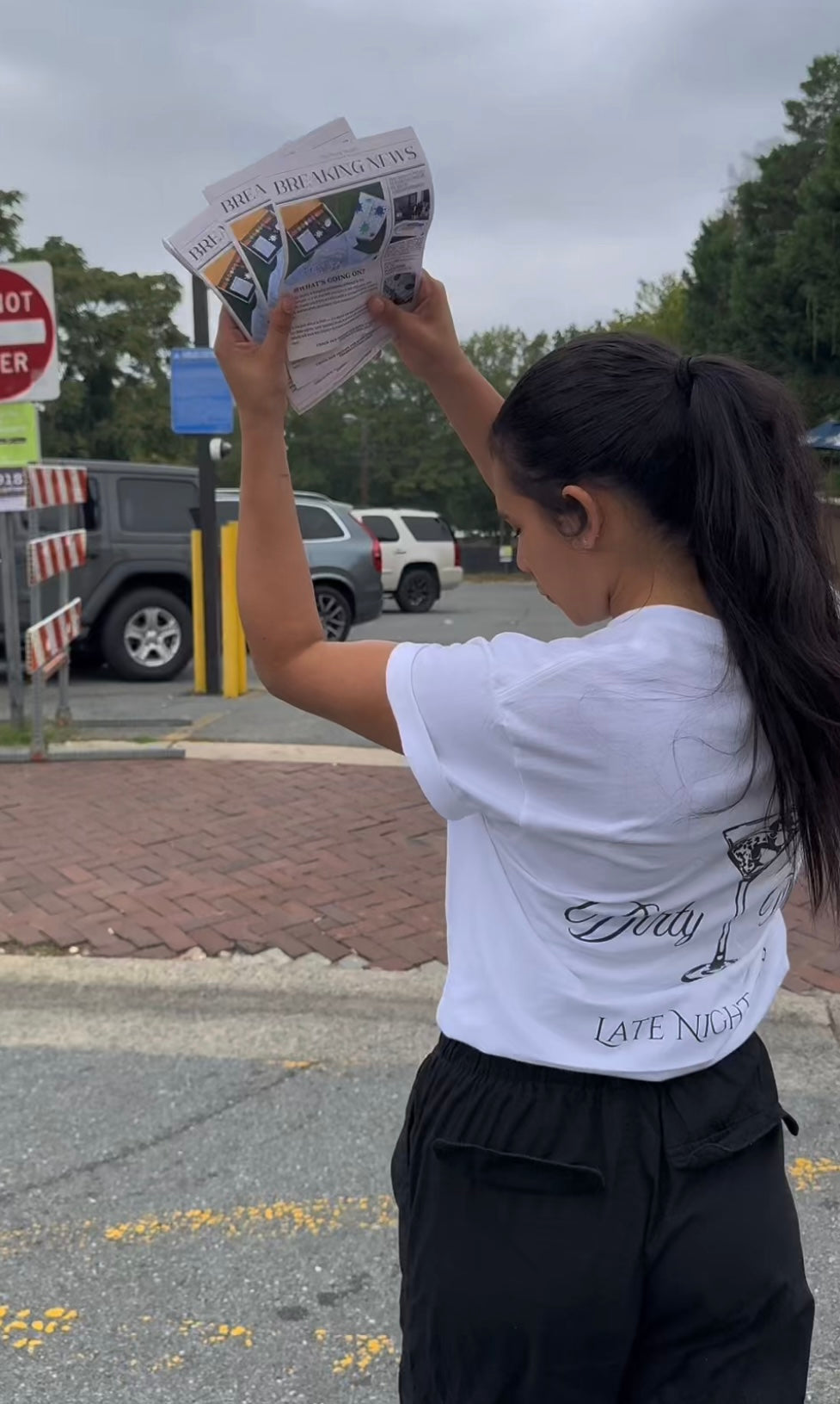 White oversized / unisex martini tee