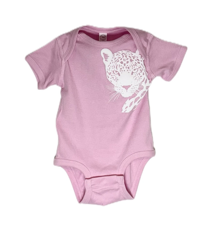 Pink puffy cheetah onesie