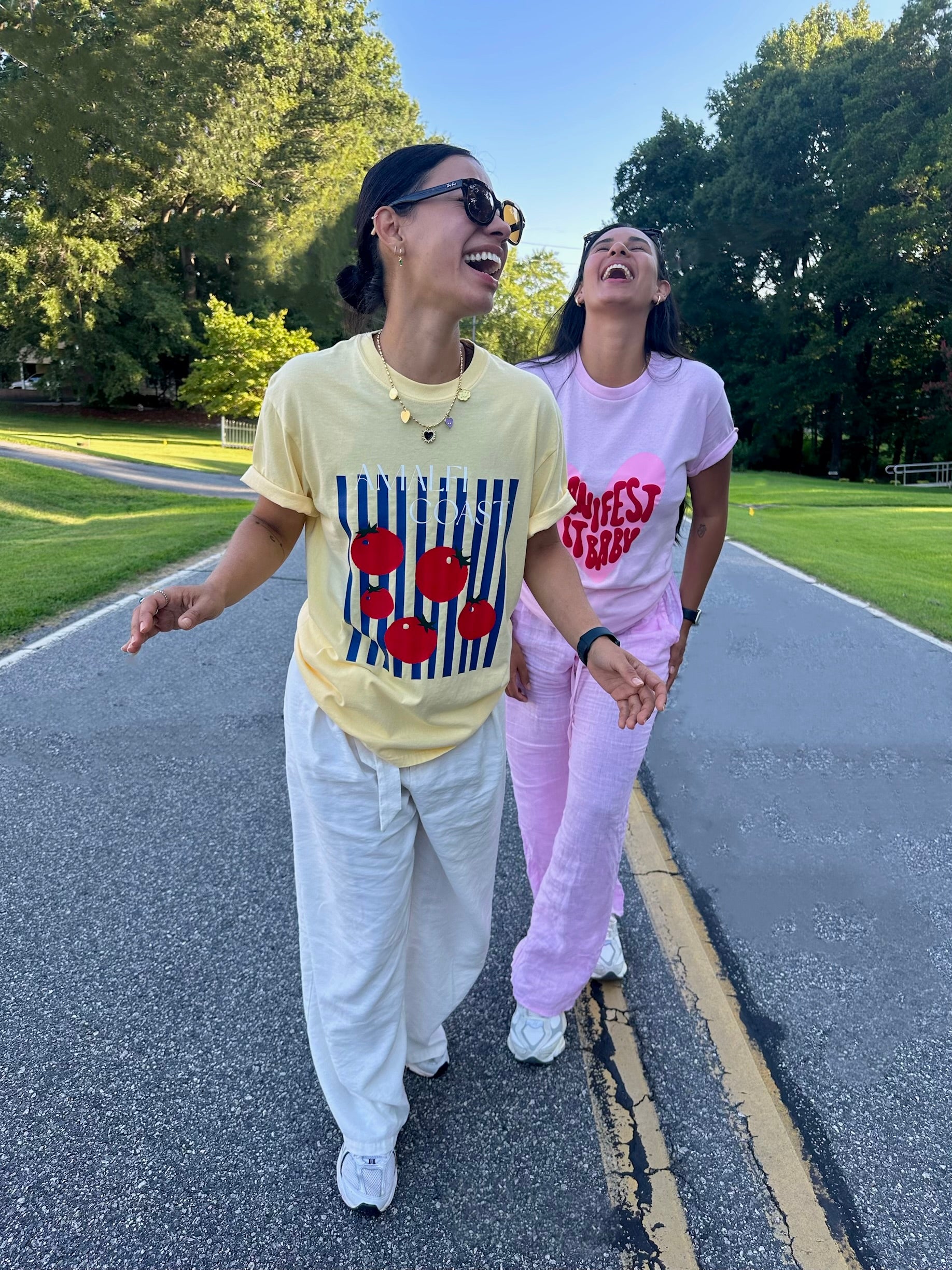 Puffy red and pink graphic tee